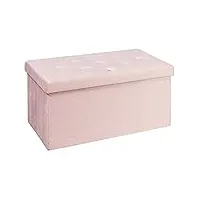 brian & dany pouf coffre de rangement repose-pieds avec couvercle, 76 x 38 x 38 cm, velours rose