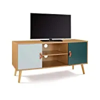 idmarket - meuble tv 113 cm scandinave alize bois et vert