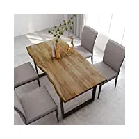 tidyard table de salle à manger rectangulaire, table de repas meuble à manger, table console extensible 160x80x76 cm bois d'acacia solide