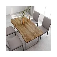 tidyard table de salle à manger rectangulaire, table de repas meuble à manger, table console extensible 160x80x76 cm bois d'acacia solide
