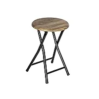 wenko tabouret de salle de bain forio, petite table au design industriel ou tabouret pour plantes au caractère loft, en acier verni avec surface de siège en mdf, (l/l x h) : Ø30x46cm, noir/marron