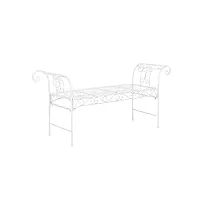 [en.casa] banc de jardin vintage meuble design solide pour usage extérieur métal 70 x 147 x 46 cm blanc
