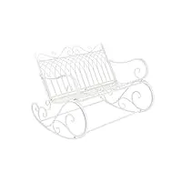 [en.casa] banc à bascule de jardin vintage robuste meuble design pour usage extérieur pour 2 personnes capacité de charge 200 kg métal 85 x 113 x 95 cm blanc