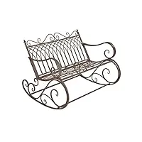 [en.casa] banc à bascule de jardin vintage robuste meuble design pour usage extérieur pour 2 personnes capacité de charge 200 kg métal 85 x 113 x 95 cm bronze