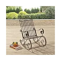 [en.casa] fauteuil à bascule de jardin vintage robuste meuble design pour usage extérieur métal 92 x 59 x 90 cm bronze