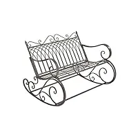 [en.casa] banc à bascule de jardin vintage robuste meuble design pour usage extérieur pour 2 personnes capacité de charge 200 kg métal 85 x 113 x 95 cm vert foncé patine grise claire