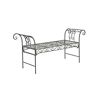 [en.casa] banc de jardin vintage meuble design solide pour usage extérieur métal 70 x 147 x 46 cm vert foncé patine grise claire