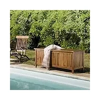 macabane hanna - coffre de jardin piscine en bois teck huilé 165x55cm