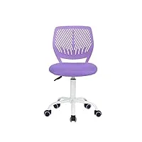 lemonde chaise réglable de bureau chaise d'étude chaise d'ordinateur siège en tissu chaise de bureau pivotante sans bras violet