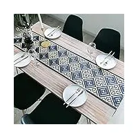 chemin de table vintage de luxe - drapeau noir et doré - style nordique moderne minimaliste - tissu imprimé rectangulaire - table basse - drapeau pour décoration d'intérieur - 36 x 180 cm
