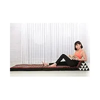 leewadee - matelas pliable xxl confortable avec coussin lecture, futon japonais, chaise de sol ou pouf lit thaï, 225 x 50 cm, noir rouge