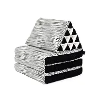 leewadee - matelas pliable confortable avec coussin lecture, futon japonais, chaise de sol ou pouf lit thaï 170 x 53 cm, noir blanc