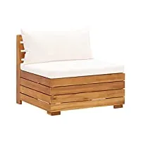 tidyard canapé central sectionnel 1 pc et coussins, sofa de patio canapé de terrasse meuble d'extérieur bois d'acacia massif