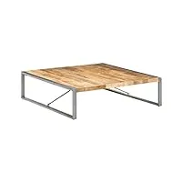 vidaxl table basse table d'appoint table de canapé bout de canapé salle de séjour salon maison intérieur 140x140x40 cm bois de manguier brut
