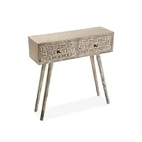 versa anish meuble d'entrée Étroit pour entrée ou couloir, table console, avec 2 tiroirs, dimensions (h x l x l) 81,5 x 25 x 80 cm, bois, couleur: marron et gris