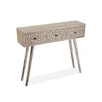 versa anish meuble d'entrée Étroit pour entrée ou couloir, table console, avec 3 tiroirs, dimensions (h x l x l) 81,5 x 25 x 97 cm, bois, couleur: marron et gris