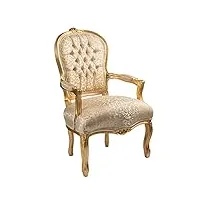 fauteuil baroque - style louis xiv° - chaise en acajou doré et soie beige damassé
