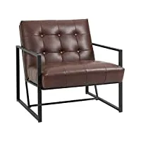 homcom fauteuil de salon vintage fauteuil relax confortable en similicuir cadre en métal revêtement synthétique chocolat