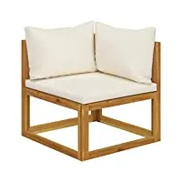 vidaxl canapé d'angle sectionnel avec coussin canapé d'angle de patio meuble de terrasse jardin extérieur blanc crème bois d'acacia