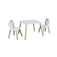 altobuy unicorn - ensemble table et 2 chaises enfant motif licorne