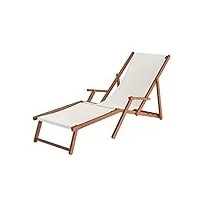 erst-holz chaise longue xxl, chilienne, bain de soleil pliant, couleur du tissu sélectionnable v-10-500, couleur du tissu:blanc/écru