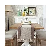 nappe de chemin de table en coton et lin de couleur pure nappe double Épaissie table basse en tissu chemin de table en tissu 38x240cm