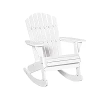outsunny fauteuil de jardin adirondack à bascule rocking chair style néo-rétro assise dossier ergonomique bois sapin traité peint blanc