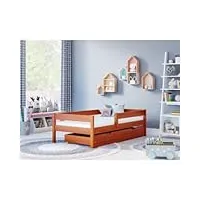 children's beds home - lit simple filip – pour enfants enfants – taille 180 x 90 cm, couleur aulne, grand tiroir, matelas en mousse 9 cm