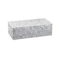 kadima design basse 100x30x50 cm mdf brillant aspect marbre blanc
