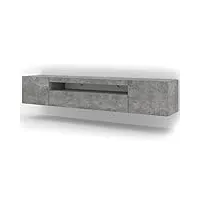 lowboard aura armoire tv, 200 cm, à suspendre ou à poser, basse, buffet, meuble hifi, table, (béton sans led)