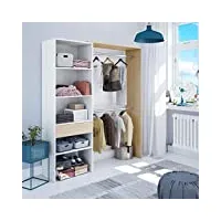 dresio - armoire dressing avec étagère de 60cm, 2 penderies et 1 tiroir. style scandinave blanc