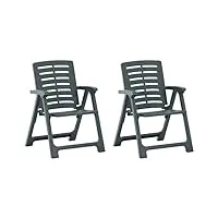 vidaxl 2x chaises de jardin fauteuils de patio chaises de terrasse fauteuils de jardin chaises d'extérieur sièges de jardin plastique vert