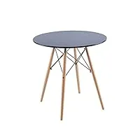fmd table de salle à manger ronde noire de 81,3 cm pour petit espace, lampe de café, table de salon de loisirs, facile à monter