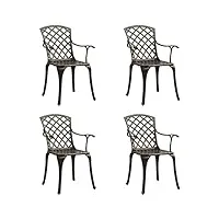 vidaxl 4x chaises de jardin fauteuils de salle à manger chaises de patio fauteuils de terrasse chaises d'extérieur aluminium coulé bronze