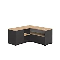 symbiosis angle meuble tv noir et chêne naturel 90x90x45 cm