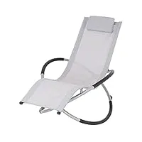 ecd germany chaise longue géométrique gris clair avec cadre en acier appui-tête pliable respirante résistante aux uv pivotante moderne ergonomique bain de soleil balançoire relaxation de jardin plage