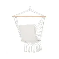 outsunny chaise suspendue chaise hamac de voyage portable assise dossier rembourrés macramé coton polyester beige