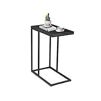 relax4life table d'appoint en forme c style moderne avec cadre en acier antirouille, bout de canapé en mdf avec structure stable pour salon, chambre, jardin, 28x48x58,5cm, noir