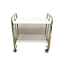 don hierro table roulante pliante 2 étages châssis doré plateaux blancs