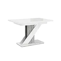 mirjan24 table à manger, bois d'ingénierie, blanc brillant/béton