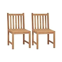 vidaxl 2x bois de teck solide chaises de jardin sièges de salle à manger chaises de patio sièges de terrasse chaises d'extérieur sièges de jardin
