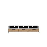 selsey rikke - meuble tv/banc tv - blanc mat/chêne wotan, 160 cm