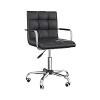 homcom chaise de bureau fauteuil manager pivotant hauteur réglable revêtement synthétique capitonné noir