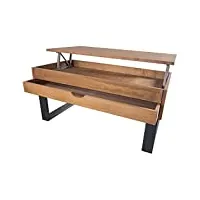 lomascasa sonka table de salon avec tiroir coulissant en bois massif disponible en bois et pieds en noir 100 x 50 x 48 cm