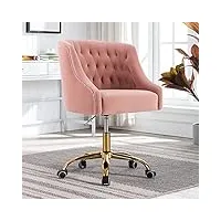 sepnine chaise de bureau en velours fauteuil de bureau pivotant chaise chambre avec roulettes hauteur réglable rose
