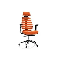 hjh office 714607 chaise de bureau ergonomique ergo line ii pro tissu orange avec soutien lombaire & appui-tête