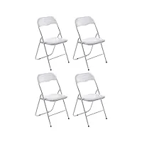 clp 4 x chaise de cuisine pliable felix i chaise visiteur pliable avec pieds en métal i chaise salle de conférrence confortable et pratique, couleur:blanc/blanc