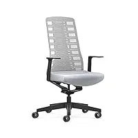 interstuhl chaise de bureau pure active edition - adaptation au poids et au mouvement – technologie smart-spring ergonomique (blanc i gris clair)
