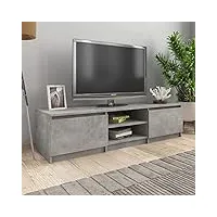 meuble tv, meuble tv meuble tv console de rangement meuble tv meuble média meuble tv gris béton 140x40x35,5 cm aggloméré