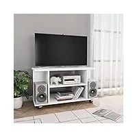 meuble tv, meuble tv meuble tv console de rangement meuble tv meuble tv meuble tv à roulettes blanc 80x40x40 cm aggloméré